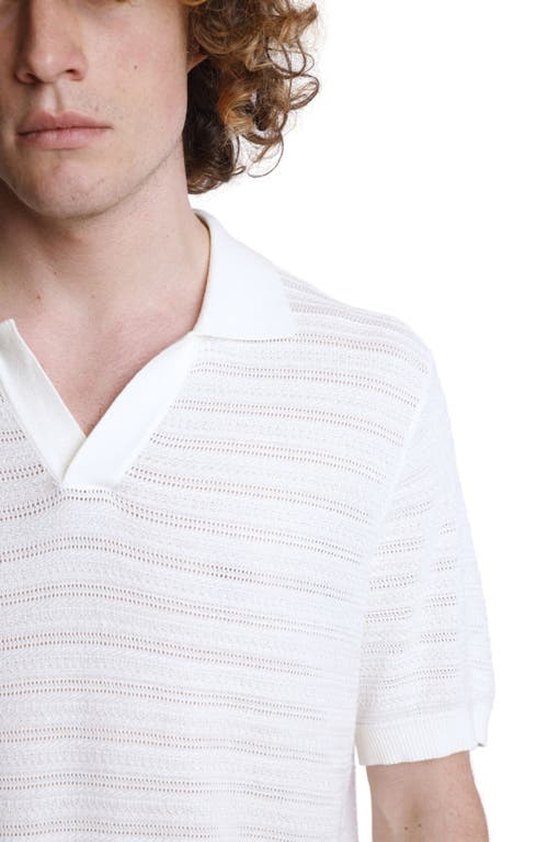 Paisley & Gray Open Knit Johnny Collar Polo In White