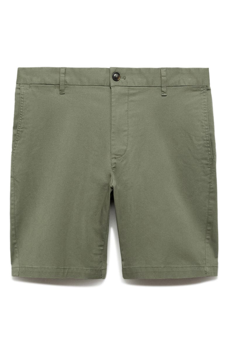 MANGO Flat Front Stretch Cotton Bermuda Shorts, Alternate, color, Green
