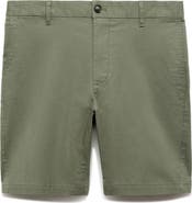 MANGO Flat Front Stretch Cotton Bermuda Shorts