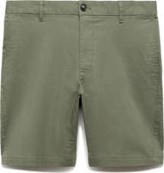 MANGO Flat Front Stretch Cotton Bermuda Shorts