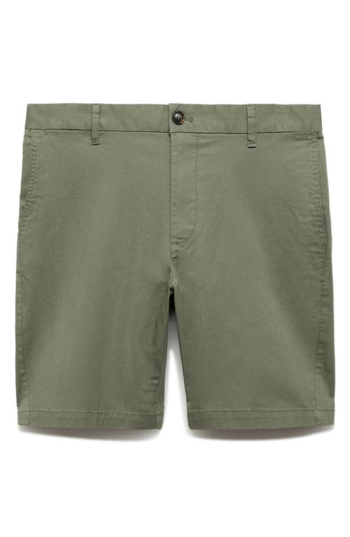 Mango Flat Front Stretch Cotton Bermuda Shorts In Green