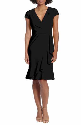 London Times Ruffle Faux Wrap Dress