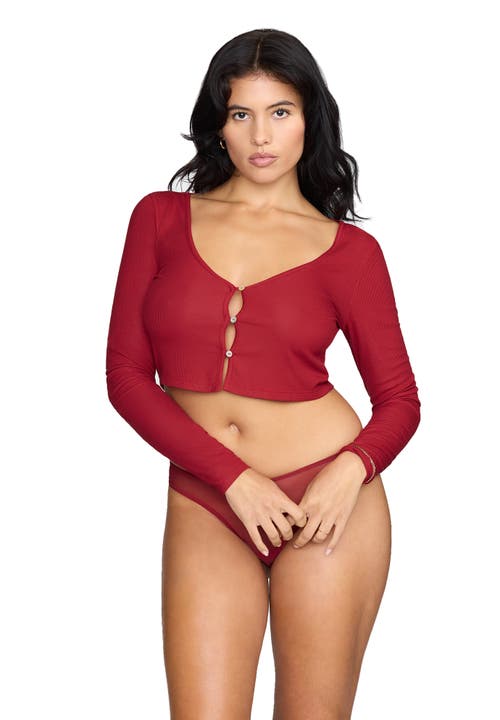 Cuup The Cropped Cardigan In Red