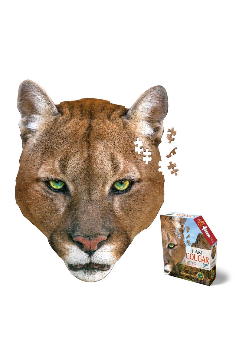 Madd Capp I Am Cougar 300 Pieces Animal Shaped Jigsaw Puzzle, Alternate, color, Multicolored