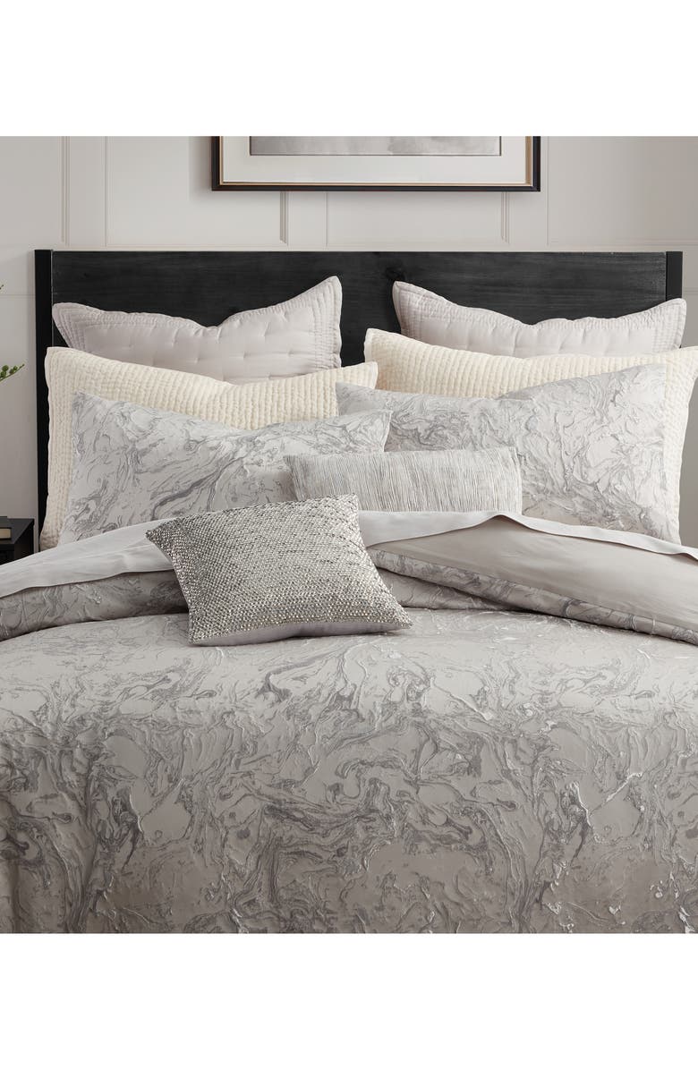 DONNA KARAN Liquid Marble Duvet Cover, Alternate, color, Platinum