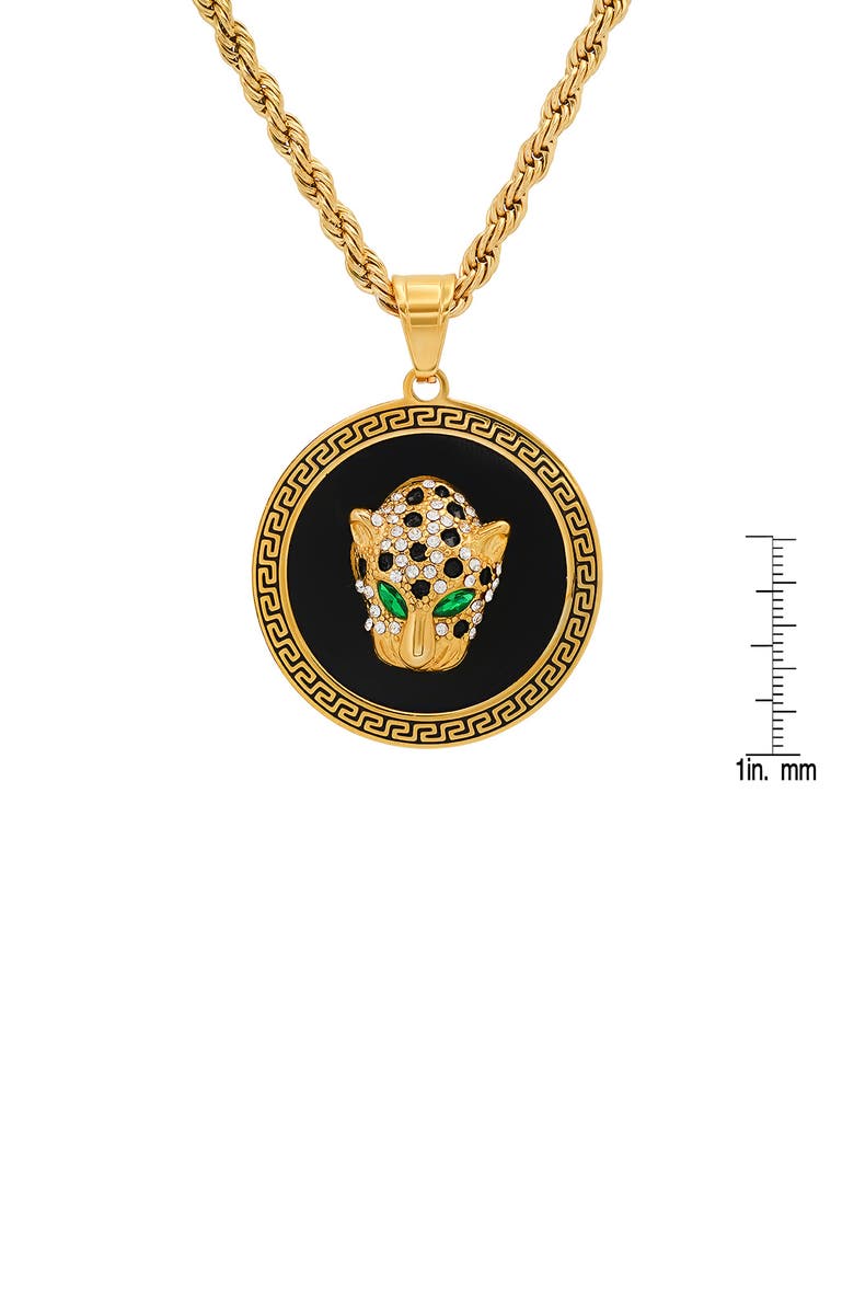 HMY JEWELRY Men's 18K Yellow Gold Plated Stainless Steel Pendant Necklace, Alternate, color, Yellow