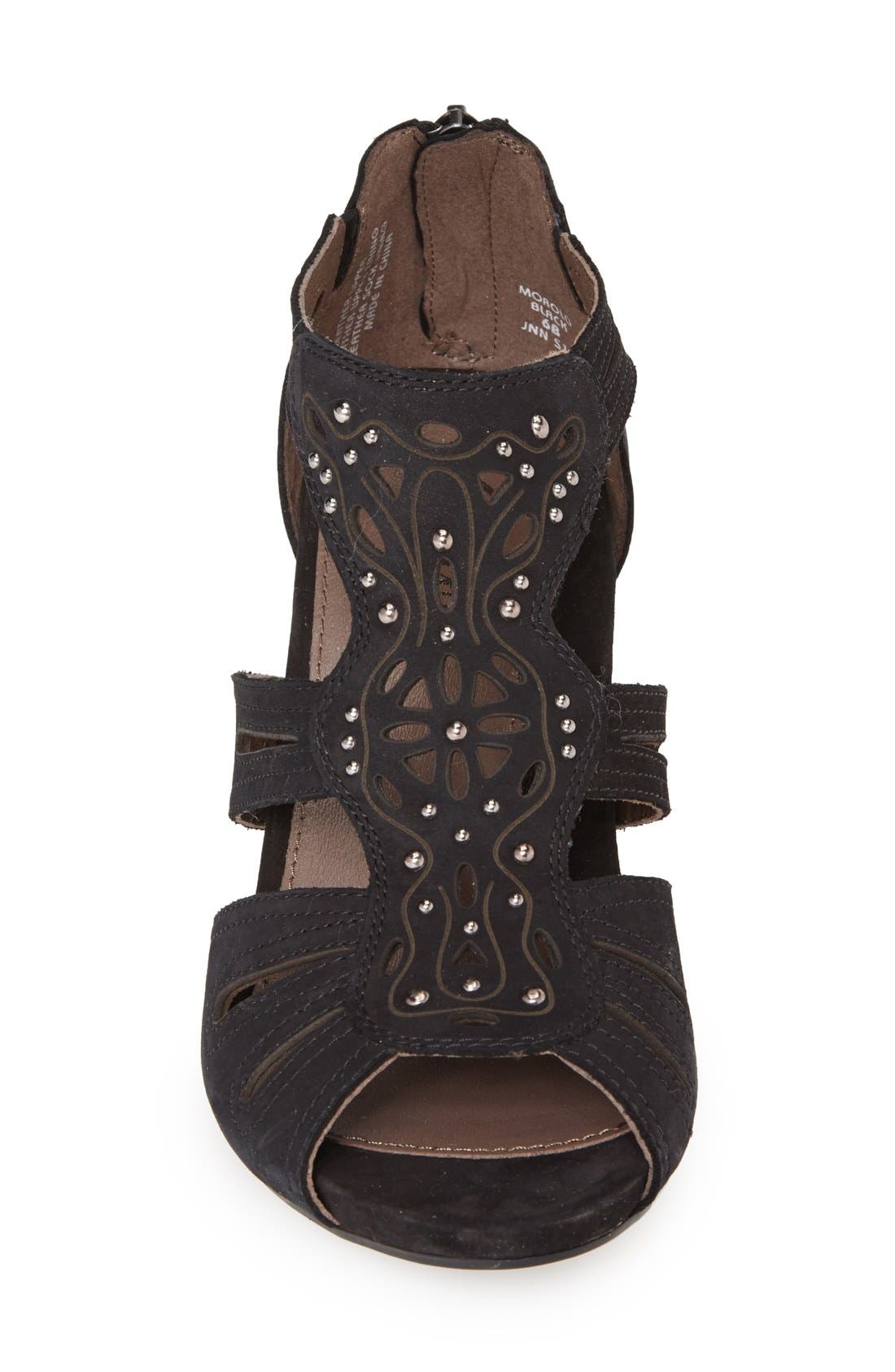 'Morolo' Studded Nubuck Leather Wedge Sandal, Alternate, color, BLACK NUBUCK