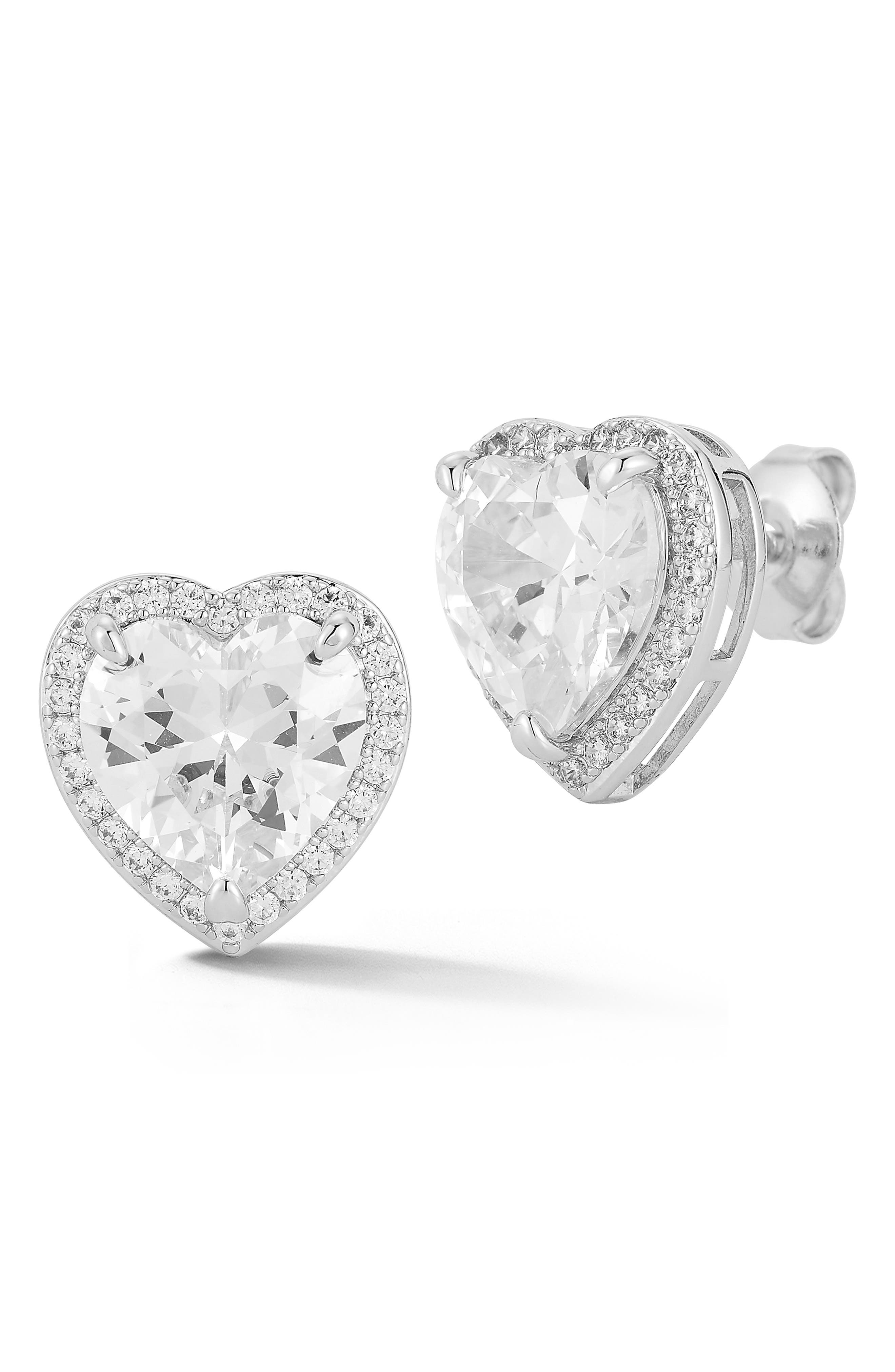Heart Cubic Zirconia Stud Earrings