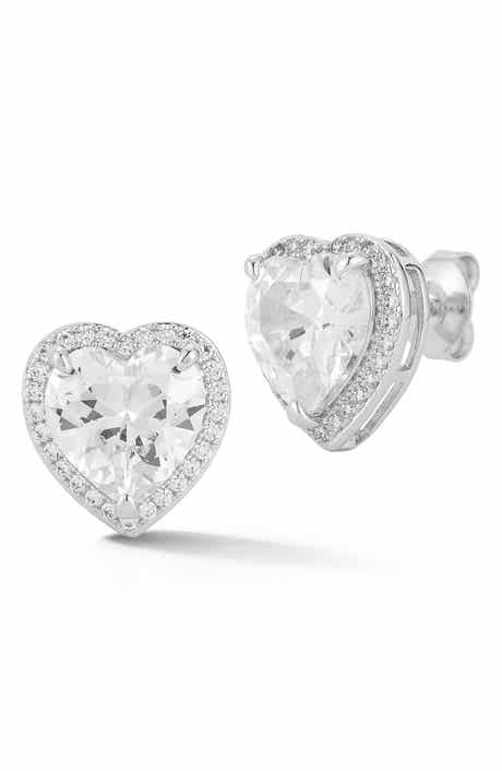 Heart Cubic Zirconia Stud Earrings