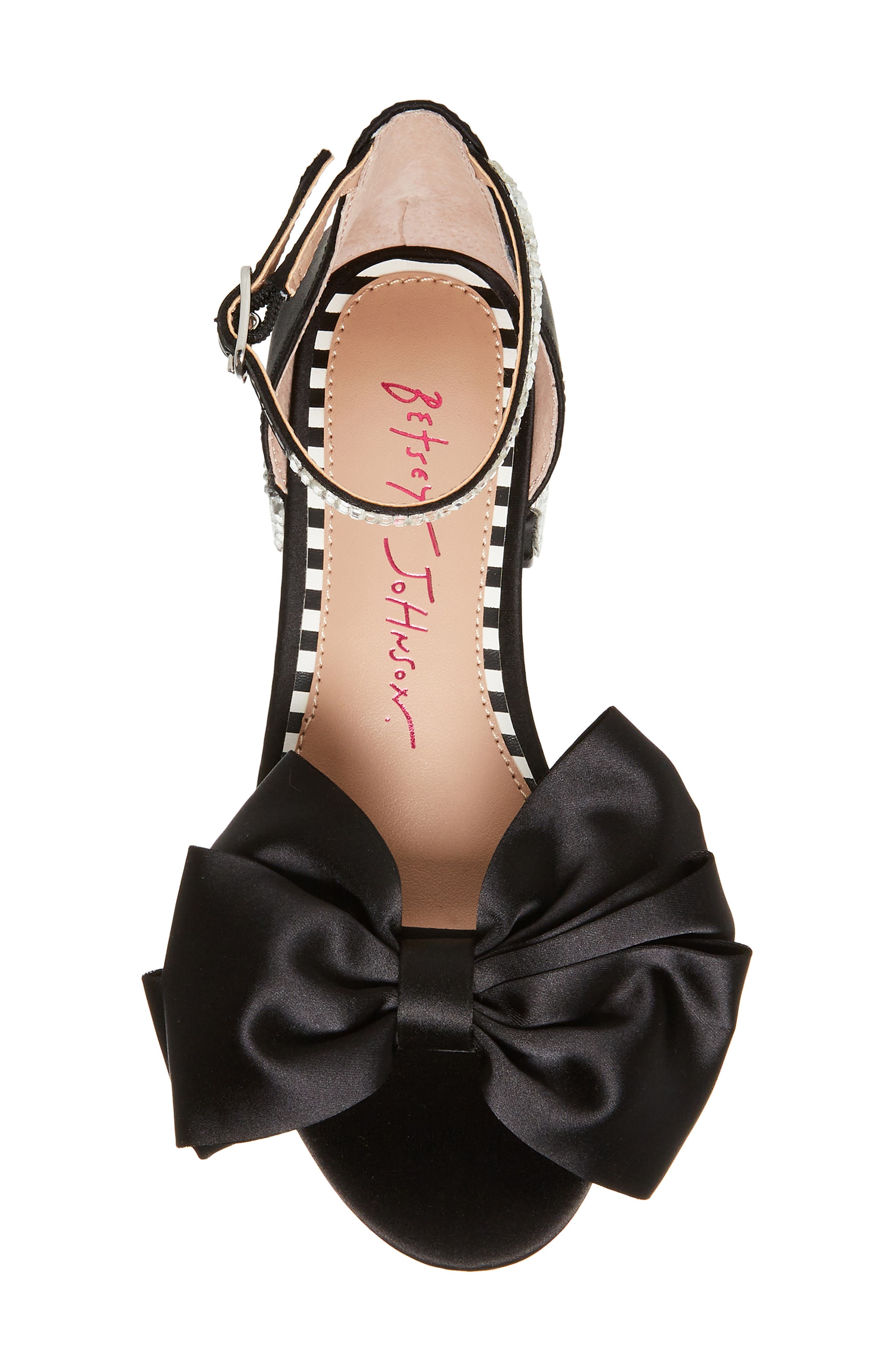 Betsey Johnson Kids
 Maddy Ankle Strap Bow Sandal, Alternate, color, Black