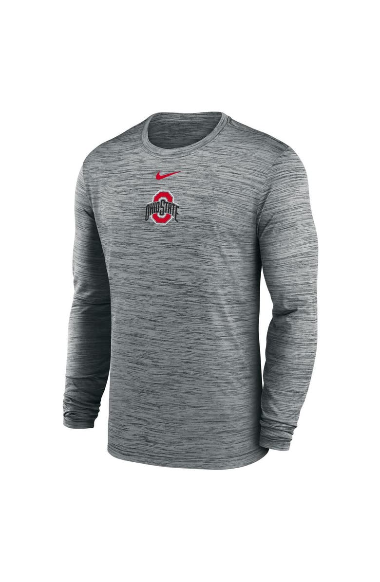 Nike Men's Nike Charcoal Ohio State Buckeyes 2025 Sideline Velocity Performance Long Sleeve T-Shirt, Alternate, color, 