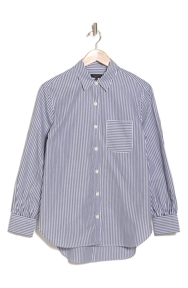 rag & bone Max Button Up Shirt, Alternate, color, Navy White Stripe