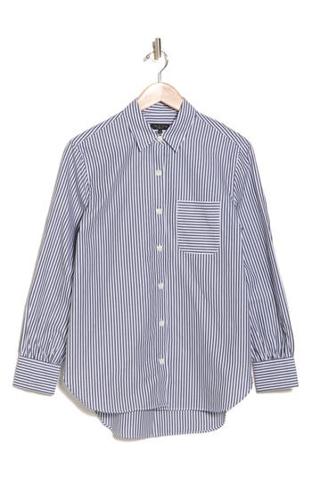 Rag & Bone Max Button Up Shirt In Navy White Stripe