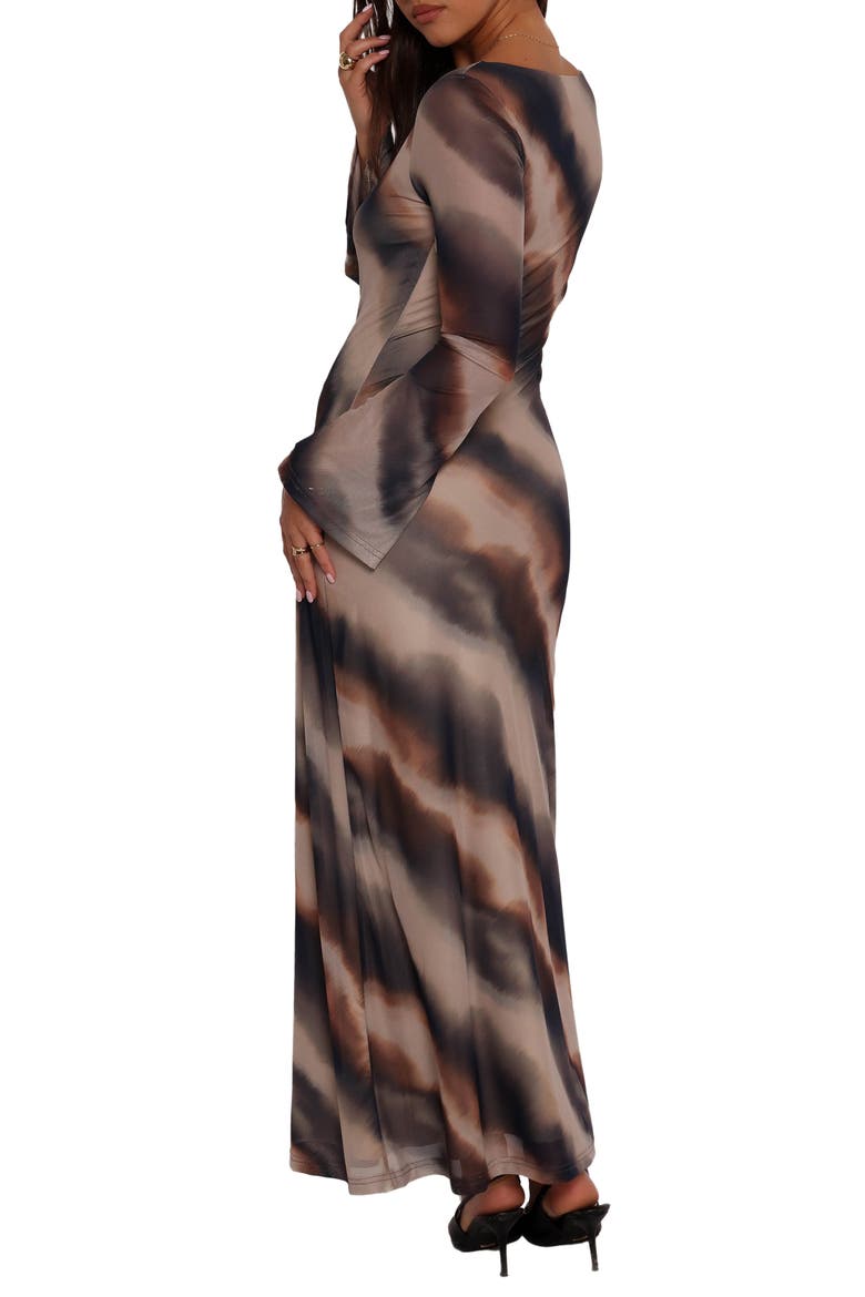 Pandora Long Sleeve Mesh Maxi Dress, Alternate, color, OMBRE STRIPE