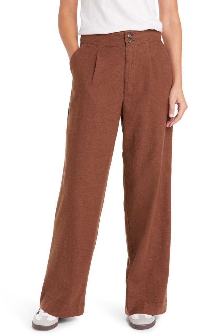 Flora High Waist Hemp Blend Pants, Main, color, PINECONE