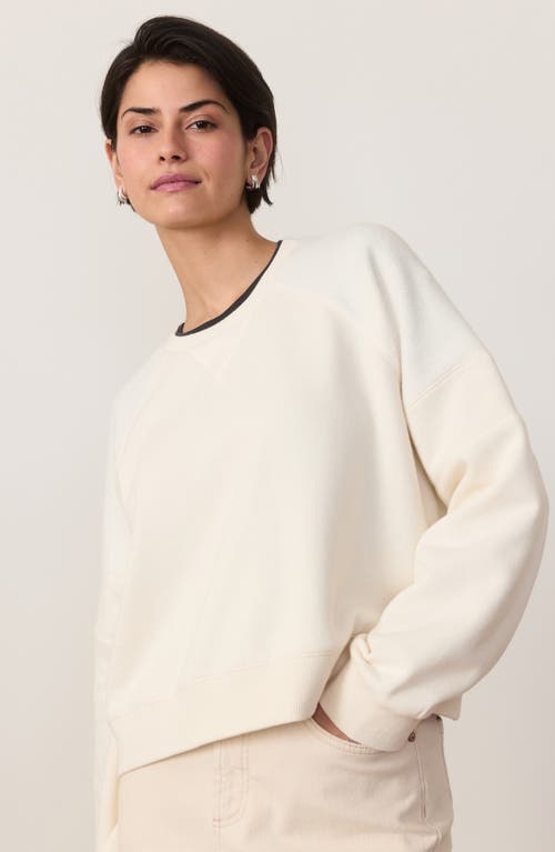 Marine Layer Cloud 9 Crop Mixed Media Sweatshirt In Antique White