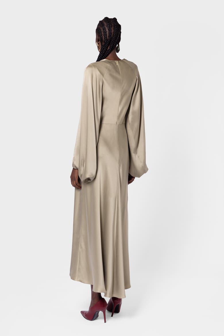 Koda Brushed Silk Midi Dress, Alternate, color, Poire