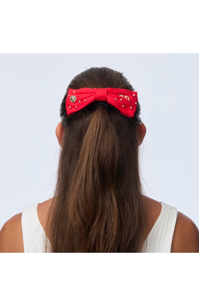 Lele Sadoughi Chi Omega Riley Bow, Alternate, color, Cardinal Red 600