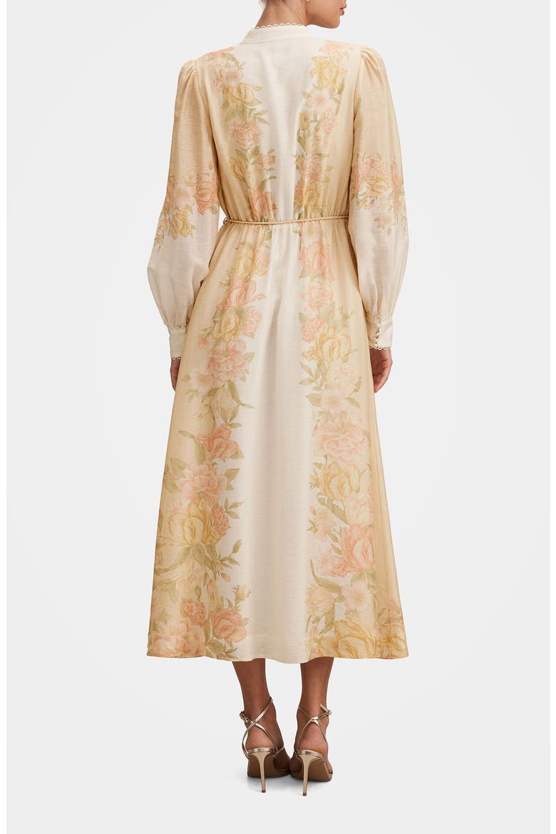 Courtney Placed Floral Long Sleeve Dress, Alternate, color, PEACH MERCIA FLORAL