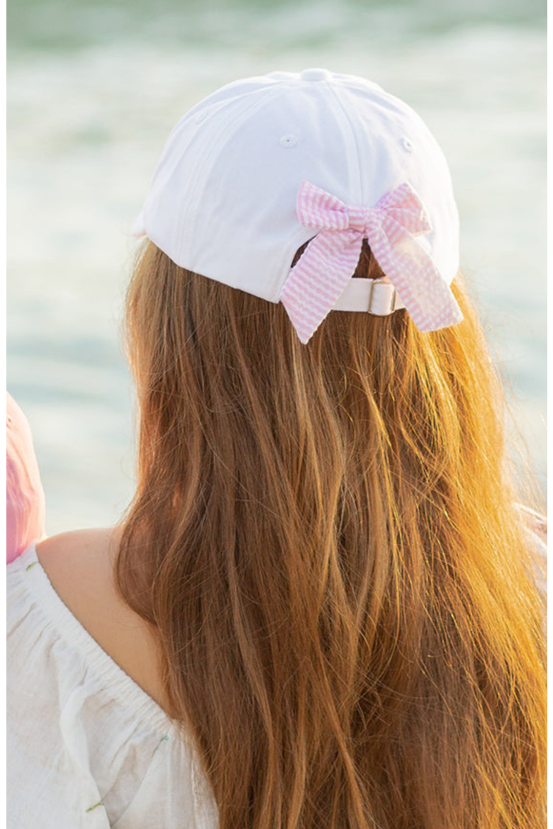 Palm Tree Twill Bow Baseball Hat, Alternate, color, White