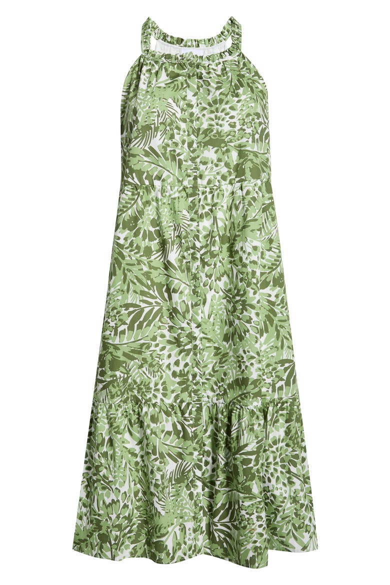 Irenan Leaf Zelie Cotton Midi Dress, Alternate, color, WHITE/ OLIVES