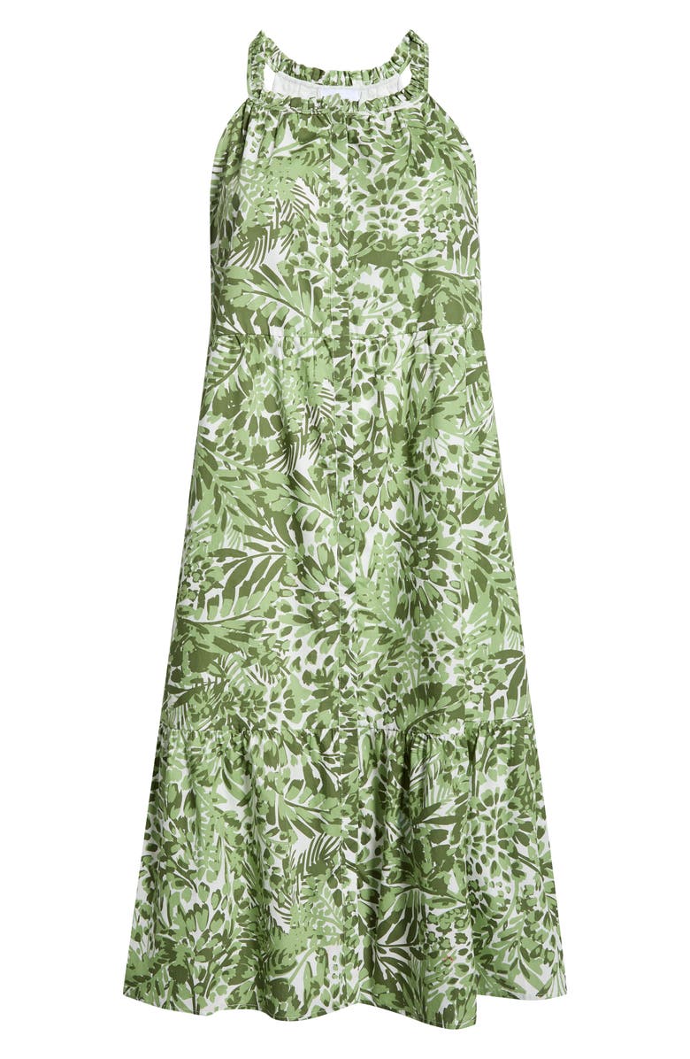 SUGARLIPS Irenan Leaf Zelie Cotton Midi Dress, Alternate, color, White/ Olives