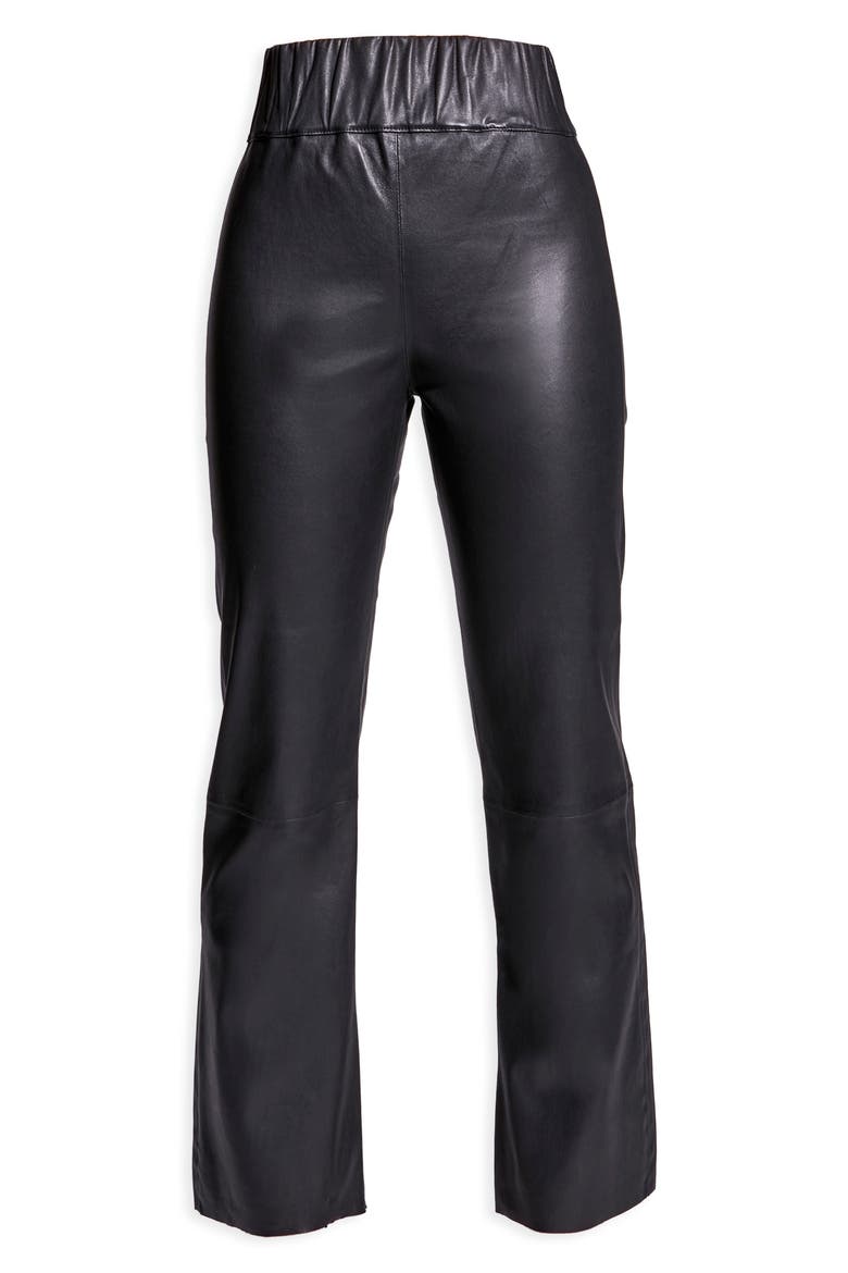 Reagan Stretch Leather Leggings, Alternate, color, BLACK
