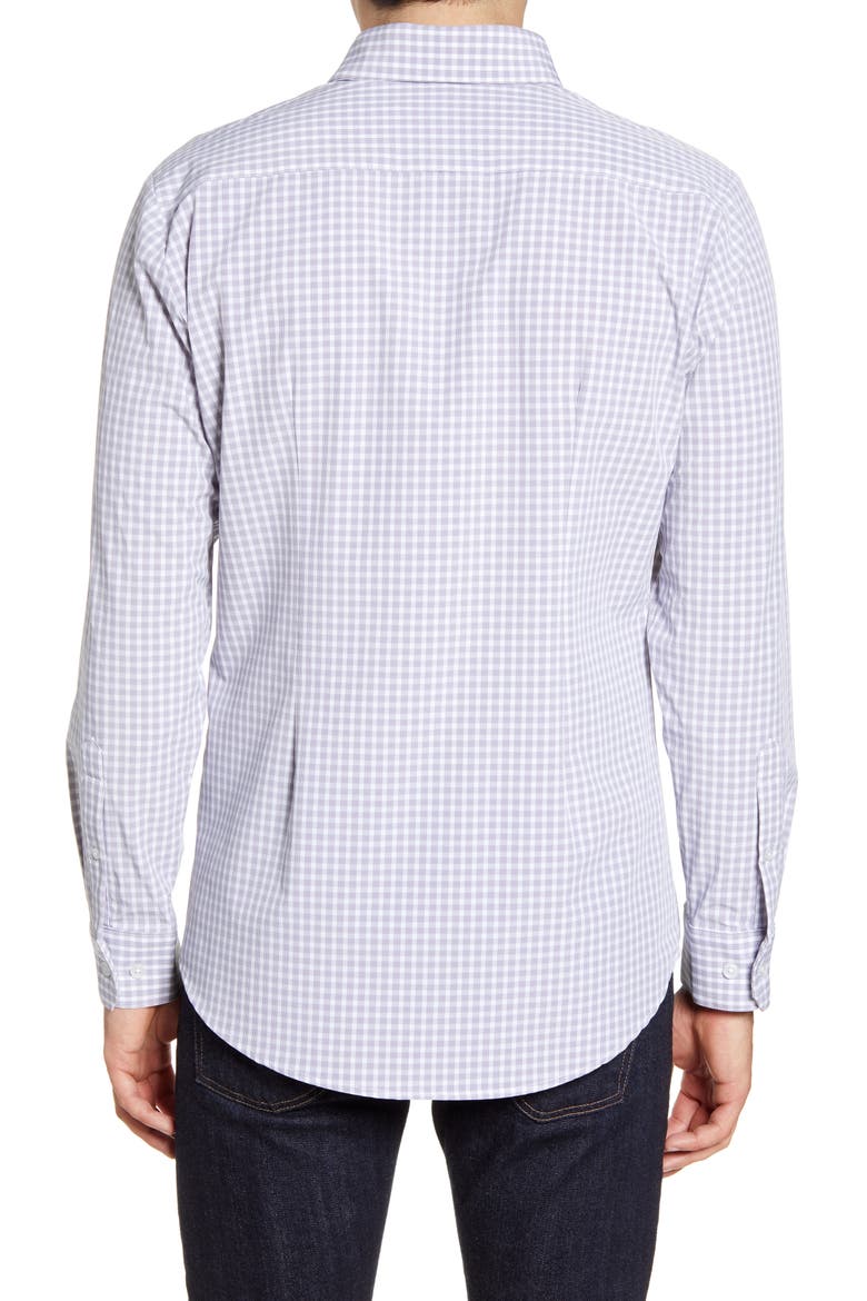 Ryder Glen Trim Fit Plaid Button-Up Performance Sport Shirt, Alternate, color, GREY
