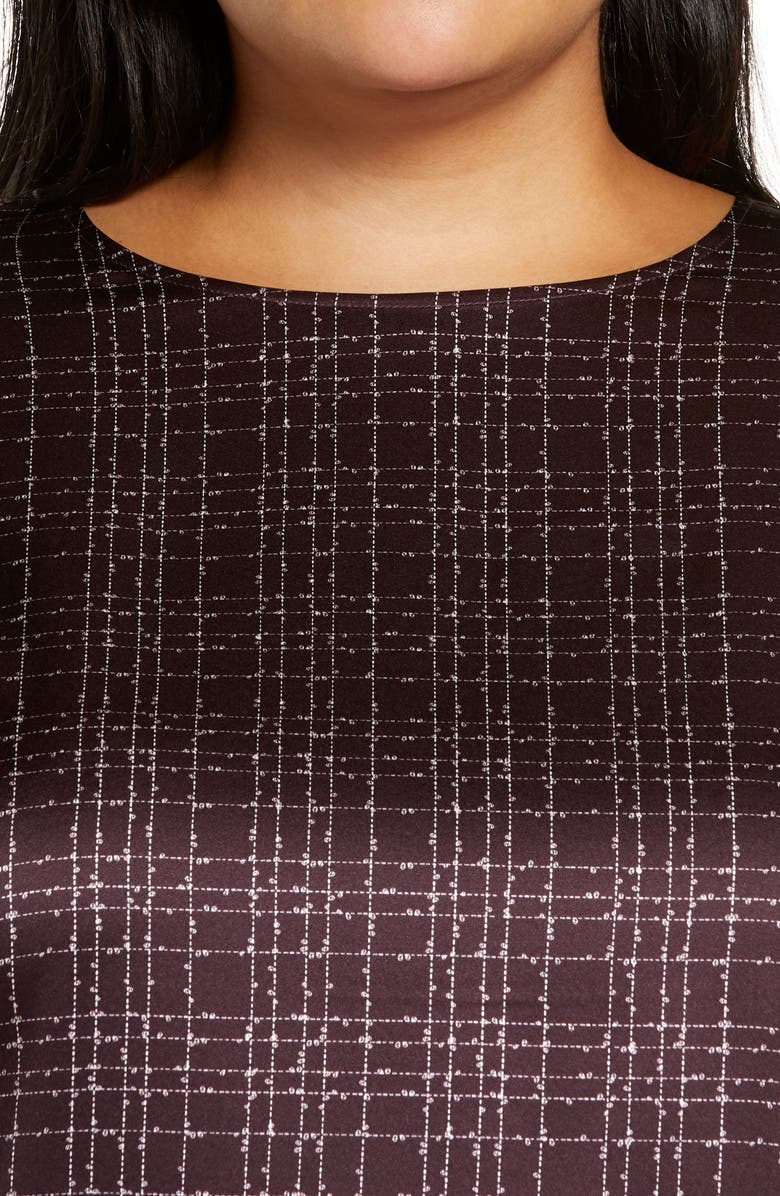 Eileen Fisher Nep Check Stretch Silk Top, Alternate, color,