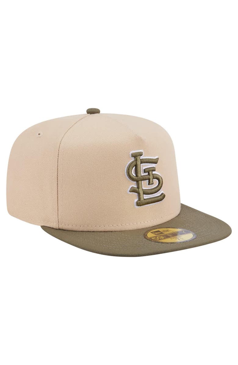 New Era Men's New Era Light Beige/Olive St. Louis Cardinals Two-Tone Color Pack A-Frame 59FIFTY Fitted Hat, Alternate, color, 
