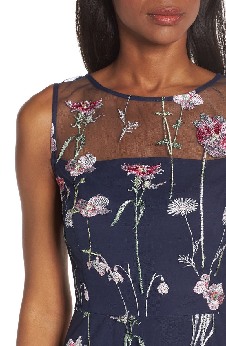 Eliza J Embroidered Floral Sleeveless Dress, Alternate, color,