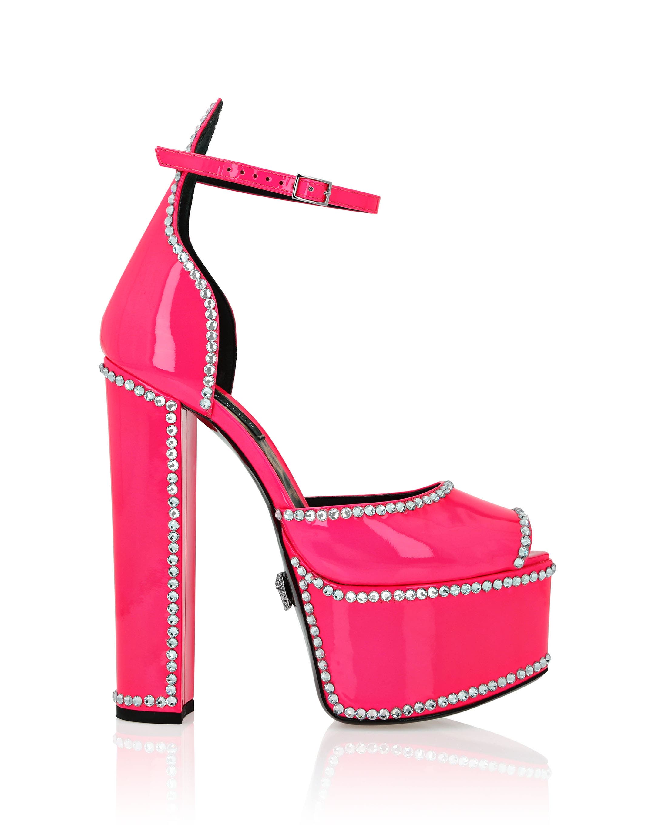 Patent Leather Platform Sandals Hi-Heels Women, Alternate, color, Fucsiafluo