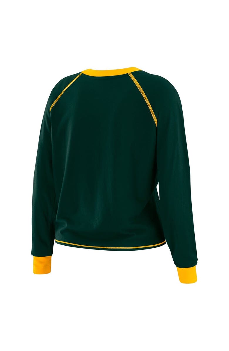 WEAR by Erin Andrews Women's WEAR by Erin Andrews Green/Gold Green Bay Packers Plus Size Tie-Front Long Sleeve Top, Alternate, color, Green