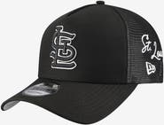 New Era Men's New Era Black St. Louis Cardinals Side Script 9FORTY A-Frame Trucker Adjustable Hat