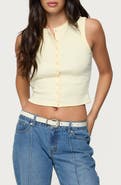 EDIKTED Basel Front Button Rib Crop Top