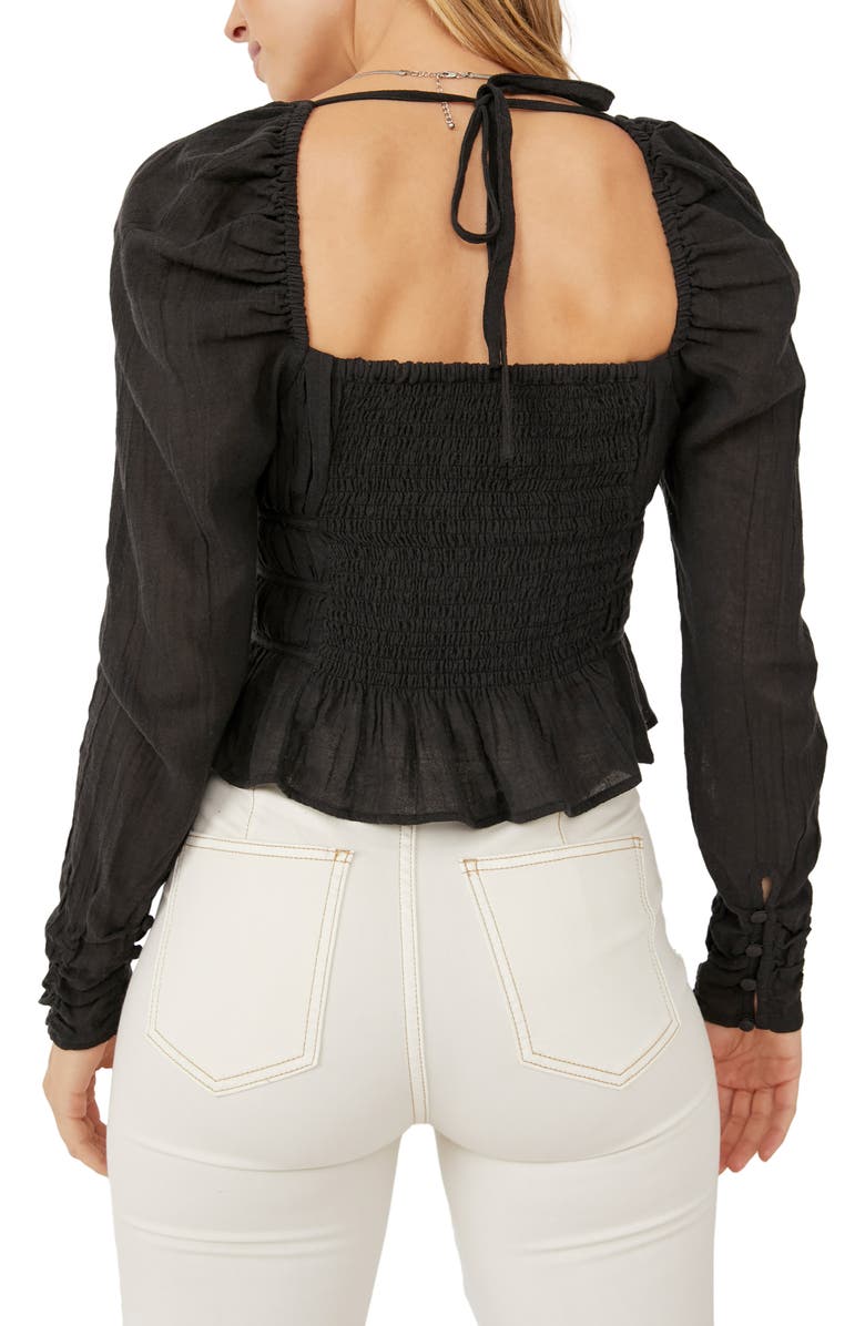 Free People Chloe Smocked Cotton Top, Alternate, color,