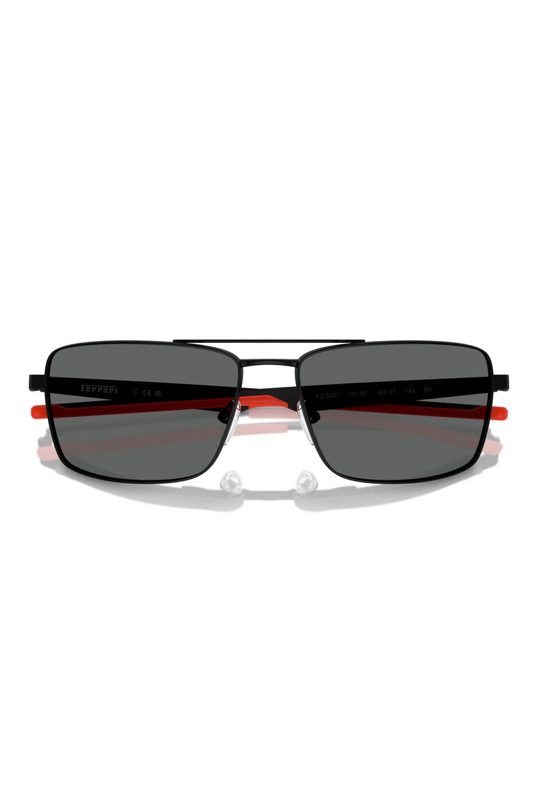 60mm Rectangular Aviator Sunglasses, Alternate, color, MATTE BLACK