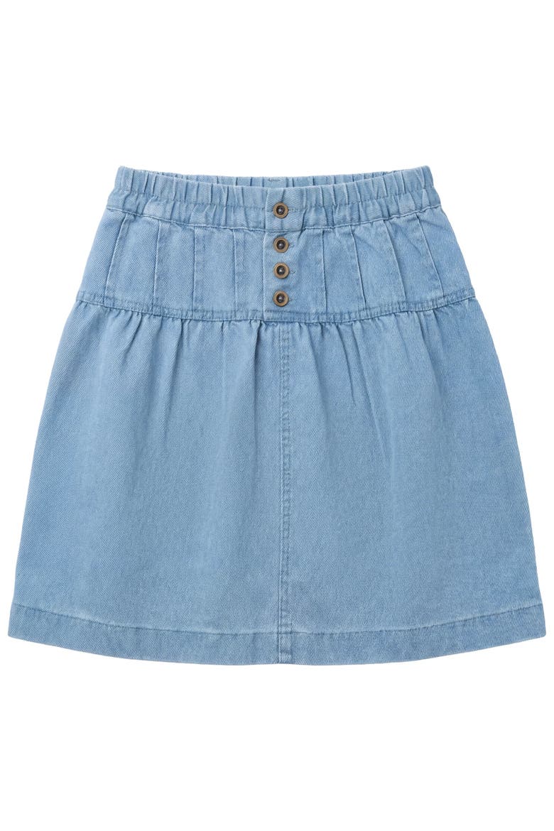 Button Denim Elastic Waist Tiered Shirring Skirt, Main, color, Light Denim