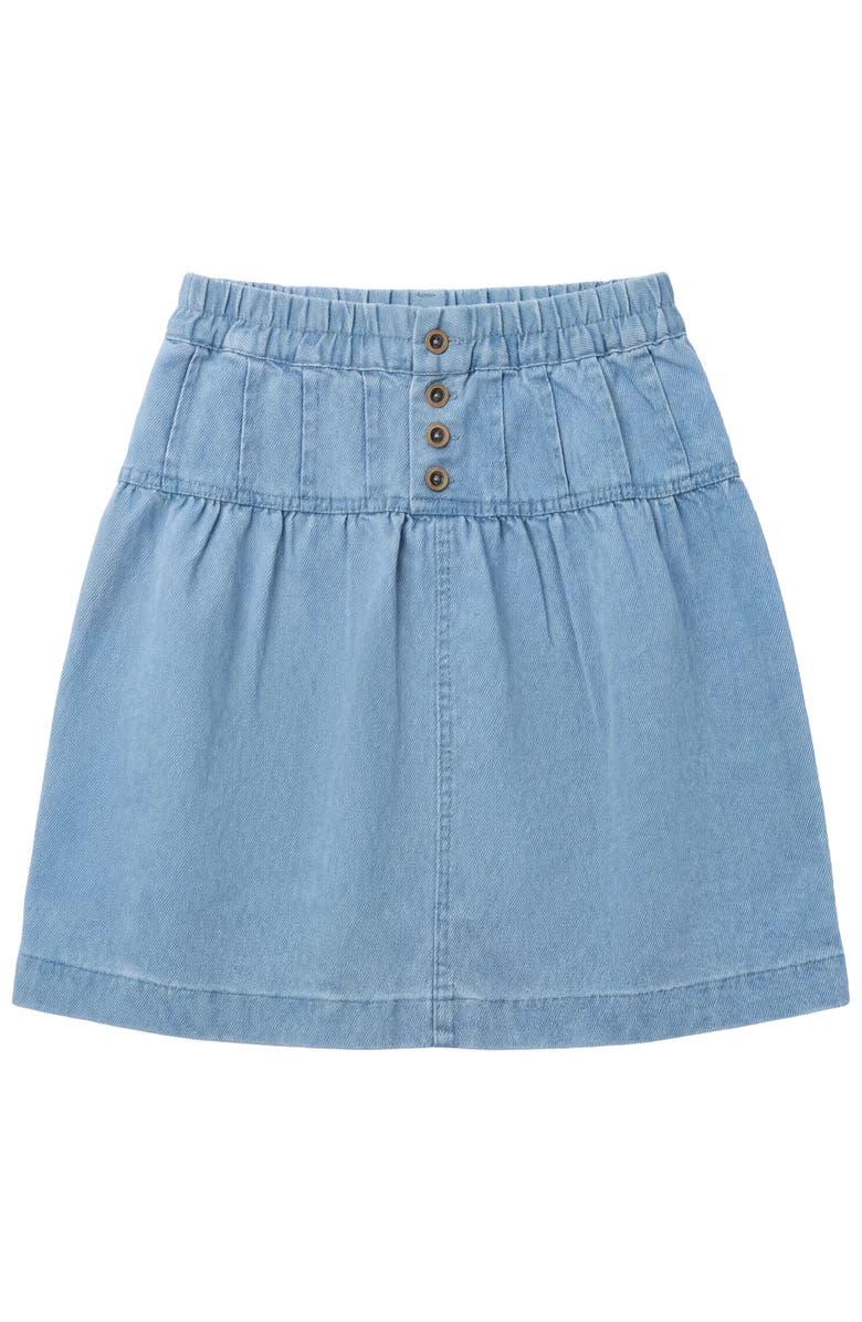 Pinky Promise Button Denim Elastic Waist Tiered Shirring Skirt, Main, color, Light Denim
