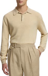 Ralph Lauren Purple Label Long Sleeve Linen & Cashmere Polo Sweater