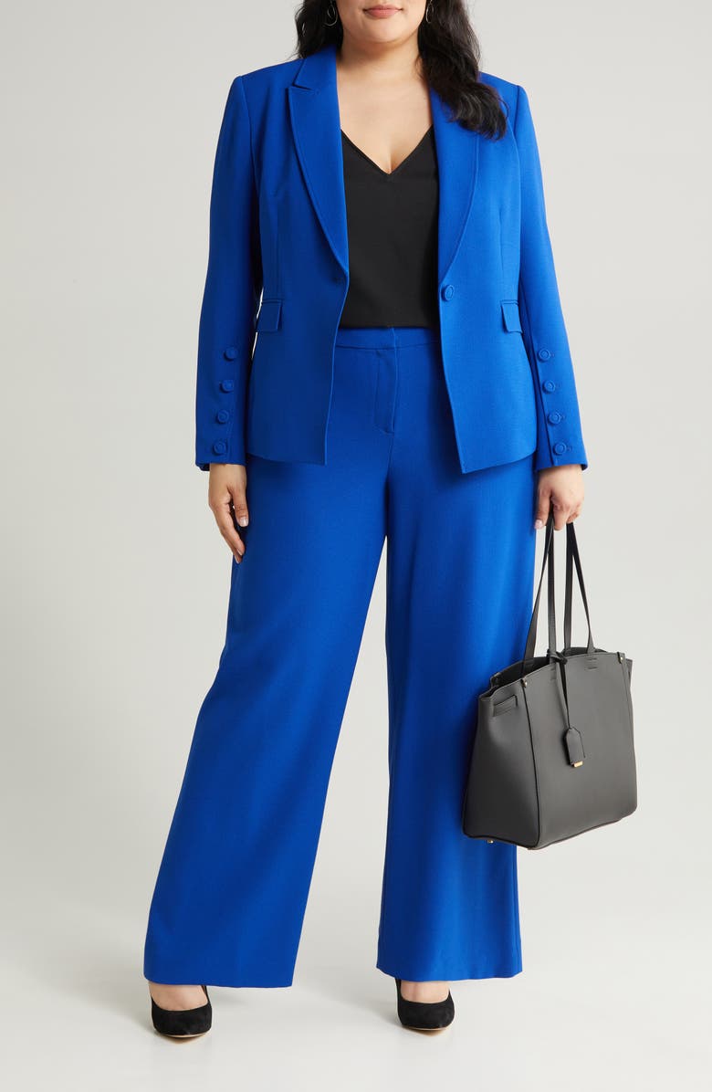 Tahari ASL One-Button Crepe Blazer, Main, color, 