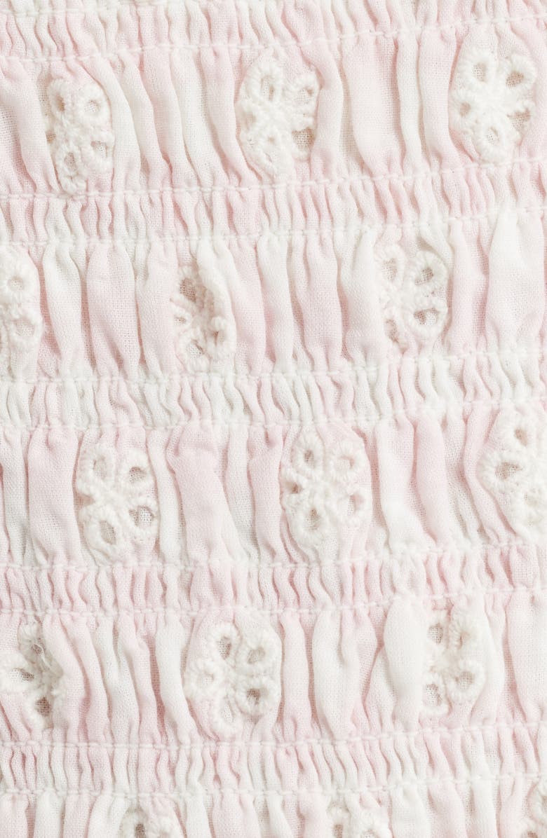 LoveShackFancy Eyelet Ruffle Minidress, Alternate, color, Angel Pink