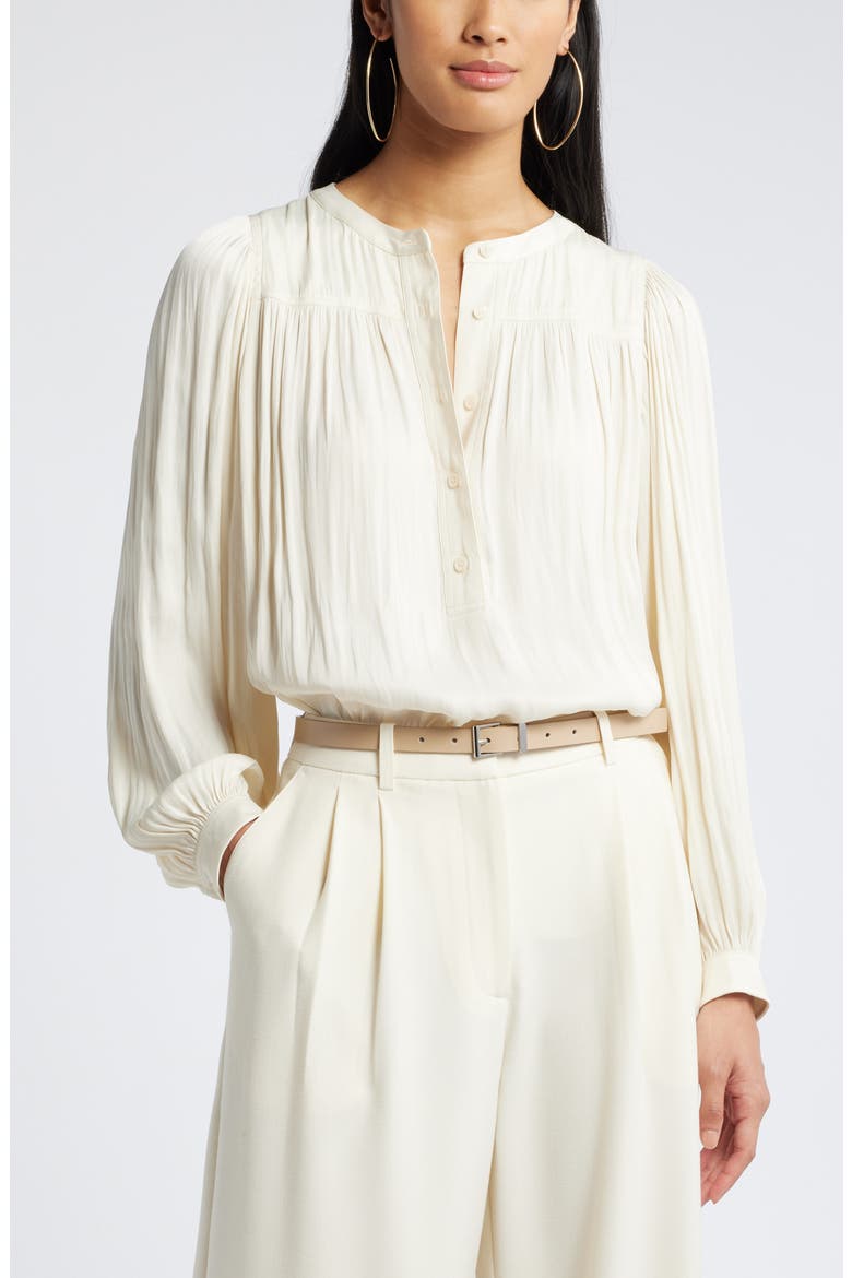 Gathered Popover Top, Main, color, IVORY PRISTINE