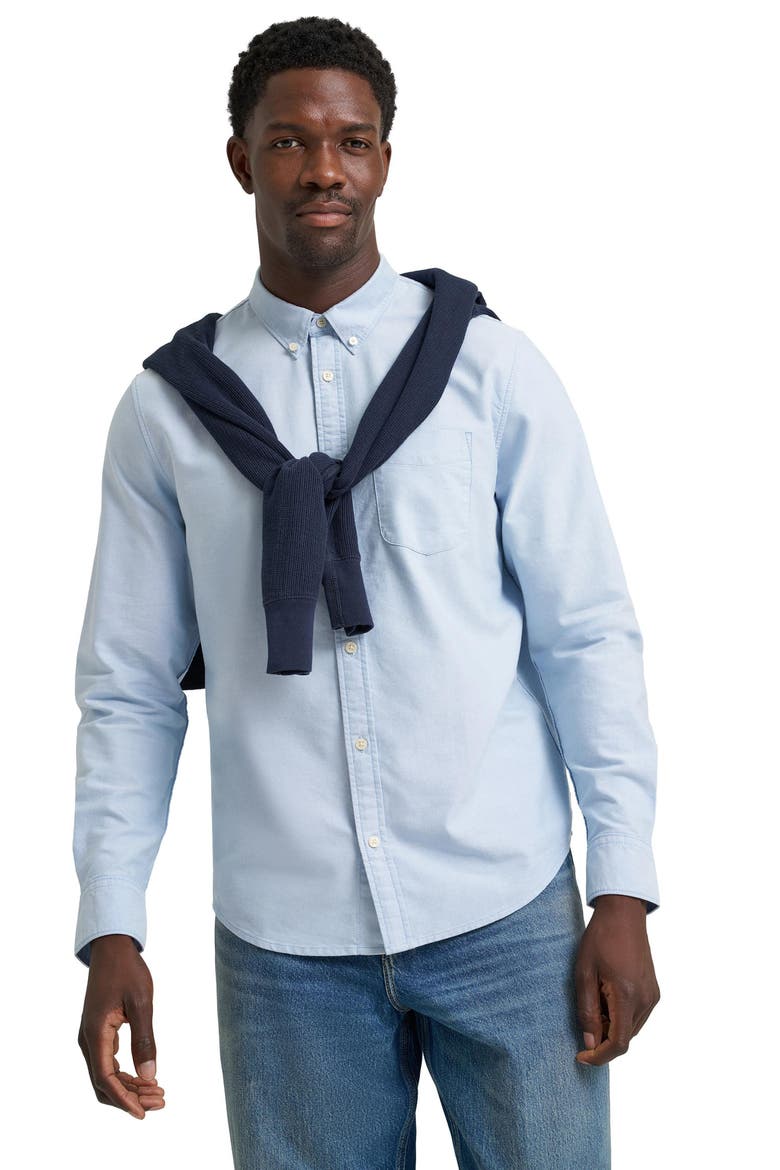 Long Sleeve Cotton Button Down Shirt, Alternate, color, HALOGEN CROSSED CLOUD