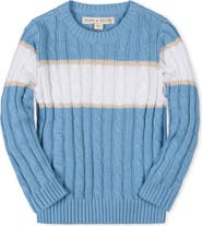 Hope & Henry Kids' Organic Cable Crewneck Pullover Sweater