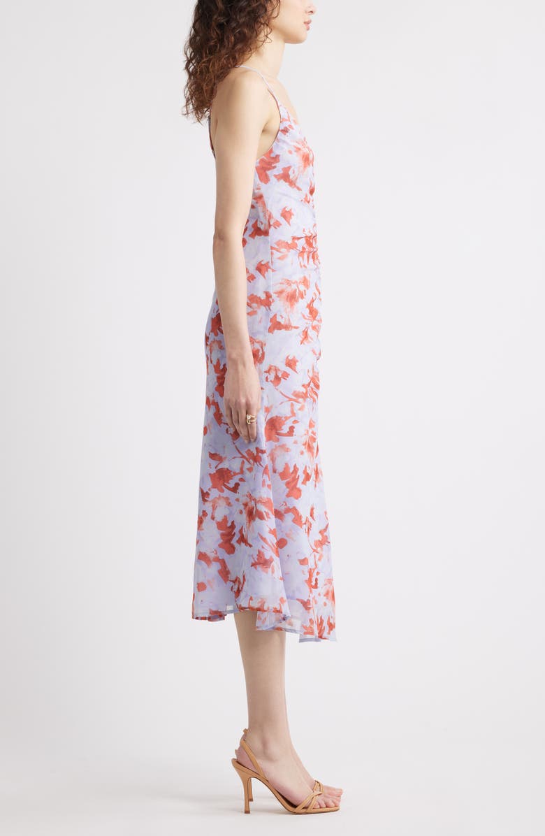 Chelsea28 Gathered V-Neck Midi Dress, Alternate, color, Blue- Rust Rebecca Floral