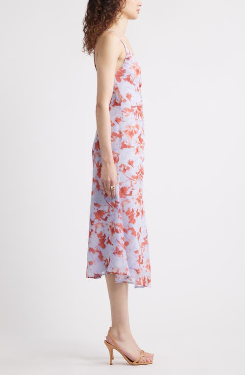 Chelsea28 Gathered V-neck Midi Dress In Blue- Rust Rebecca Floral