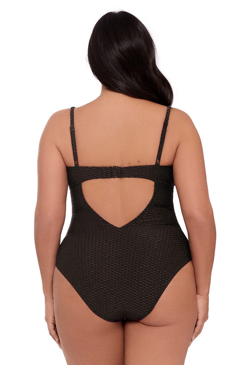S3 Novelty Texture Underwire One Piece Swimsuit, Alternate, color, Onyx Black