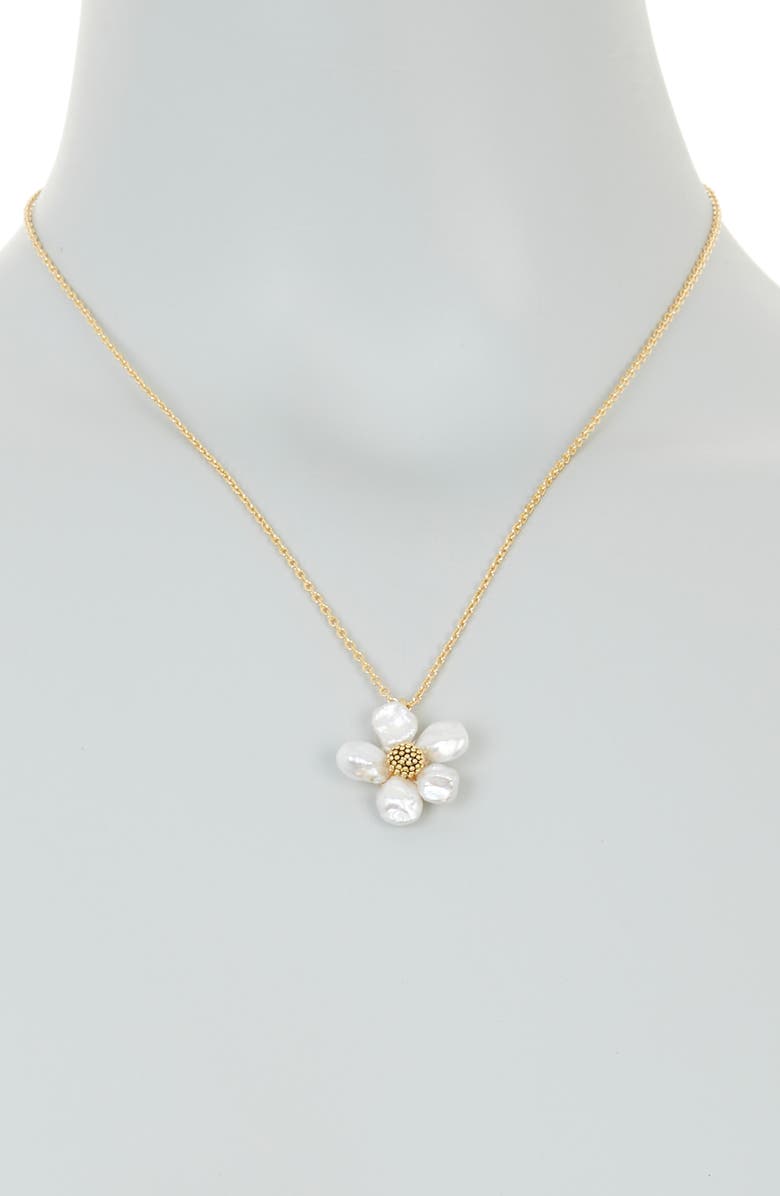 Kate Spade New York floral frenzy pendant necklace, Alternate, color, Cream Gold