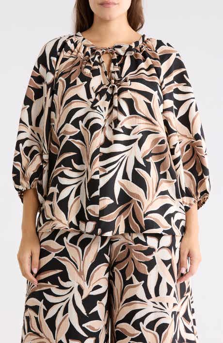 Renee C Leaf Print Top